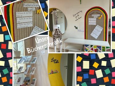 Bücherschrank in der Aula